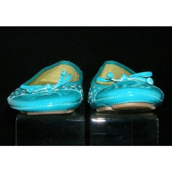 Mootsies Tootsies Allene teal bow round cap toe laser cut ballet flats 7.5M - Picture 3 of 11